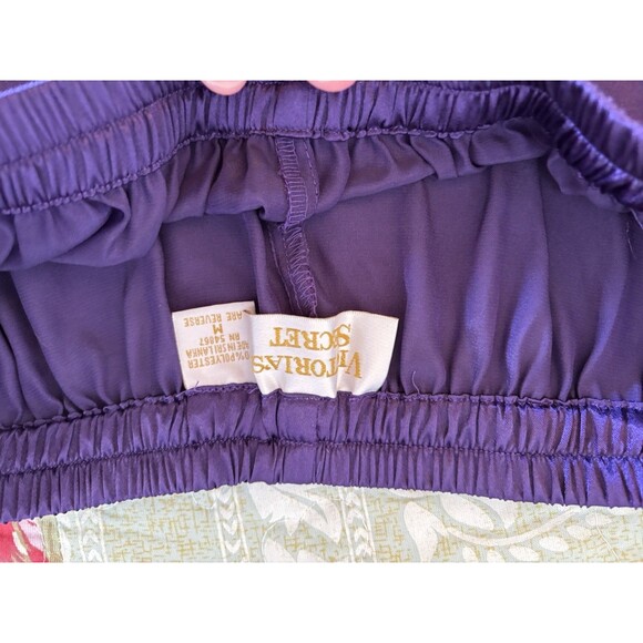 Vtg Victorias Secret Medium Gold Label Royal Purple Silky Satin PJ Pants 90s Y2K - Picture 3 of 7